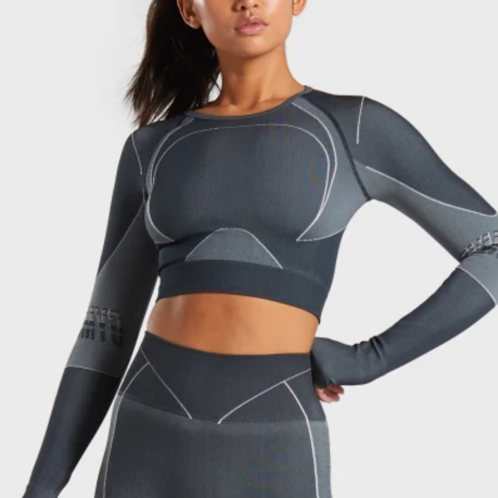 Gymshark Turbo Seamless Crop Top Black